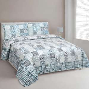 Blue Breeze Block Bedsheet 1