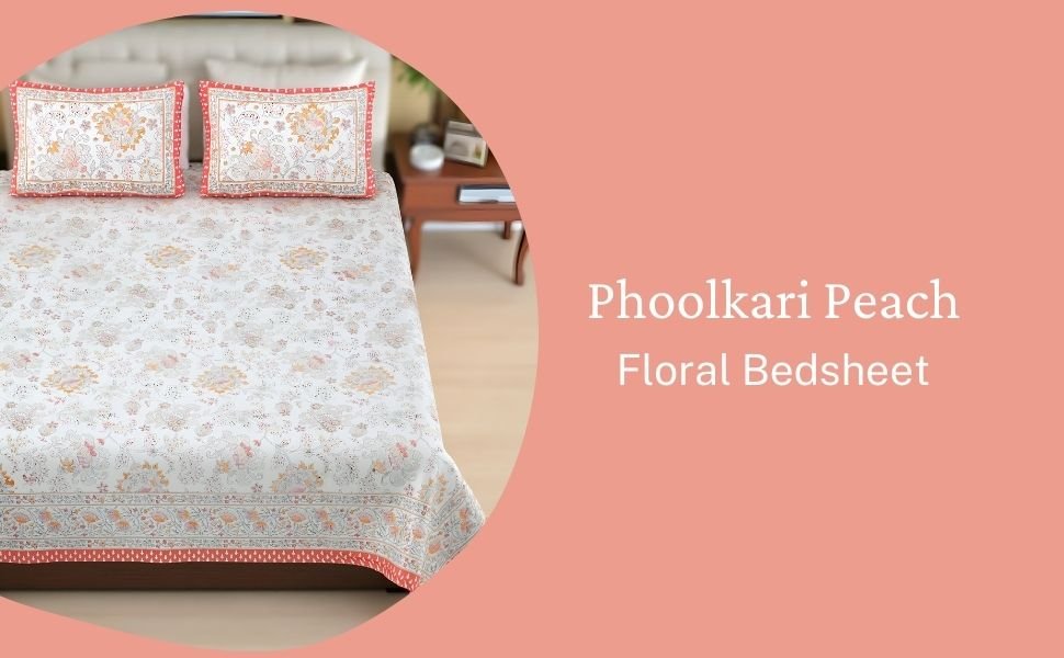Phoolkari Peach Bedsheet