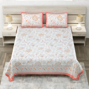 Phoolkari Peach Bedsheet