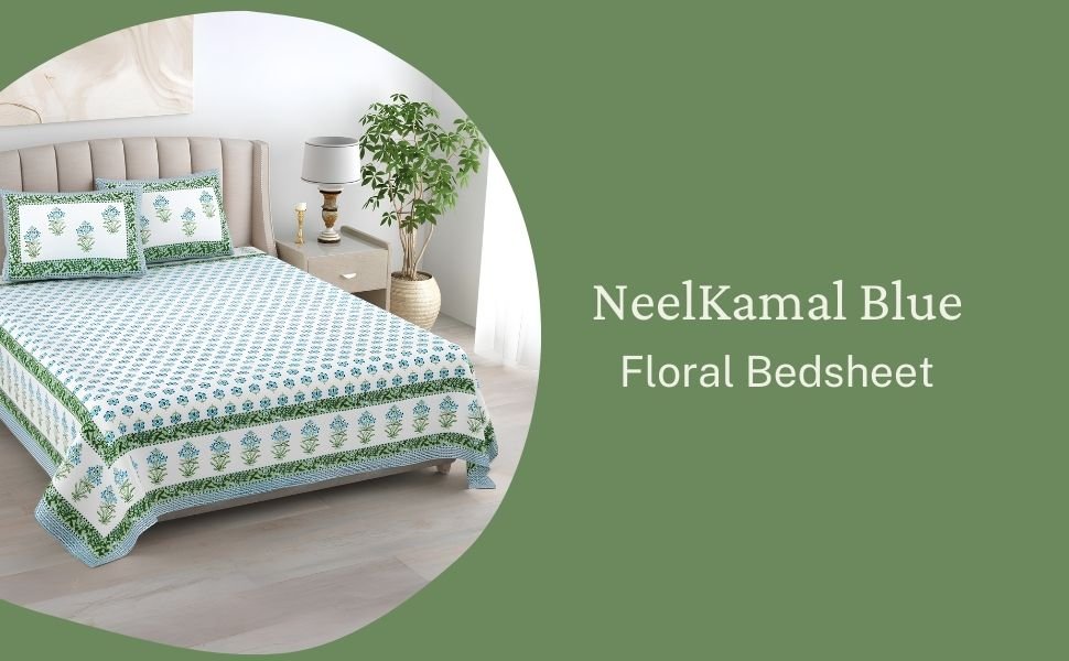 Neelkamal Blue Floral Bedsheet