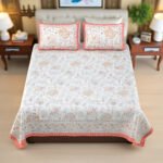 Phoolkari Peach Bedsheet by Snug Hugs