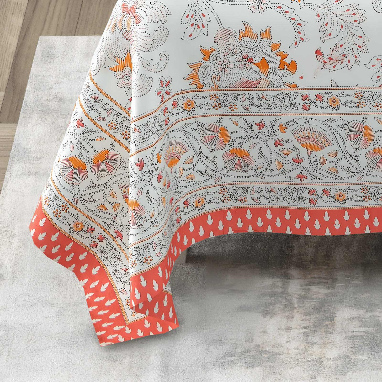 Phoolkari Peach Bedsheet Design