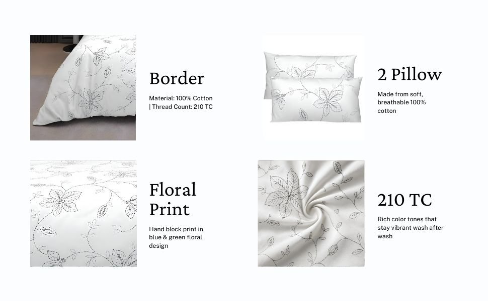 Black & White Floral Bedsheet