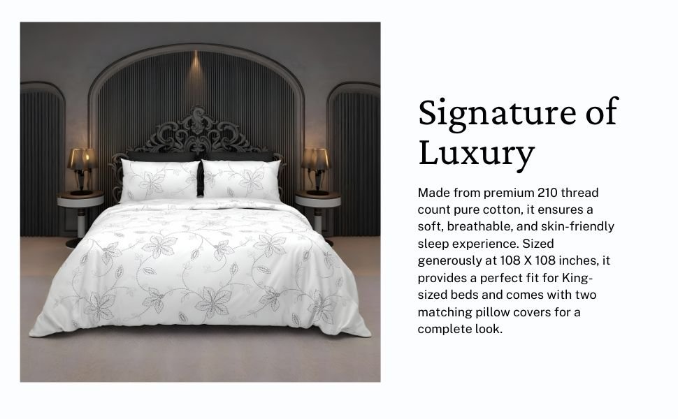 Black & White Floral Bedsheet